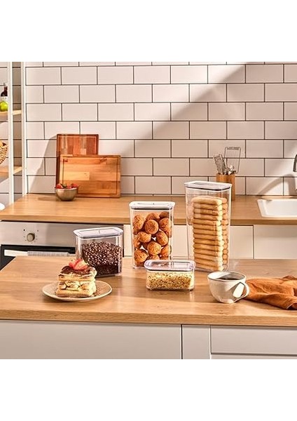 Home Şeffaf Mika Sızdırmaz Vakumlu Erzak Kabı, Dikdörtgen, Bakliyat ve Kuruyemiş Saklama Kabı, Gıda Tazeliğini Koruyan Dayanıklı Mutfak Aksesuarı (1500 Ml) modelleri