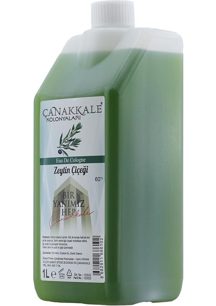 Kolonyaları Zeytin Çiçeği Kolonyası -1 Litre - (Bidon) Korumalı Kapak - Yeni Model