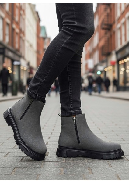 Fermuarlı Erkek Klasik Bot Füme Süet (Siyah Taban)