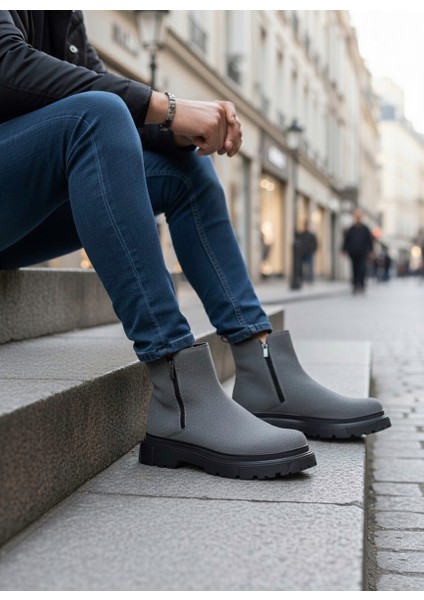 Fermuarlı Erkek Klasik Bot Füme Süet (Siyah Taban) modelleri