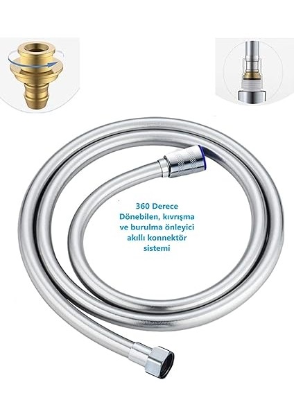 170CM Pvc Banyo Duş Hortumu - G1/2 Bağlantılı, Yüksek Basınç Dayanımlı, Esnek ve Dayanıklı, 2 Yıl Garantili, 3 Adet Kauçuk Conta ile modelleri