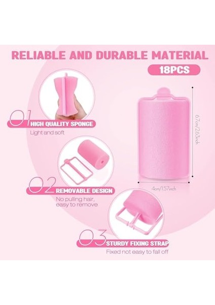 Bolivia&apos;s Sünger Saç Bigudileri, 18 Parça Yumuşak Köpük Saç Şekillendirici, 40 mm Büyük Boy, Dıy Dalgalı Saç Stili Aletleri, Isısız Kuaför Saç Bigudisi, Kadınlar Için (Pembe) modelleri