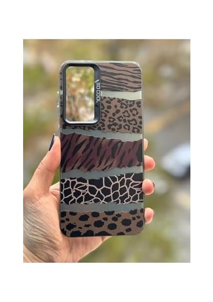 Galaxy A54 ile Uyumlu Kılıf Leopar Desenli Kahverengi Çizgili Metalik Hassas Tuş Butonlu Kamera Kenarları Yükseltilmiş Çıkıntılı Korumalı Arka Kapak modelleri