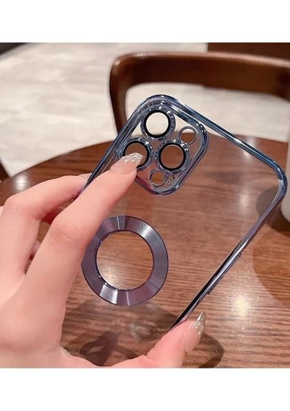 Aks 14 Pro Max Uyumlu Lens Korumalı Kılıf Mavi modelleri