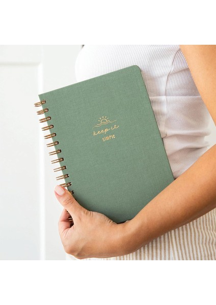 A5 Spiralli Sert Kapak Tarihsiz Not Defteri Yeşil
