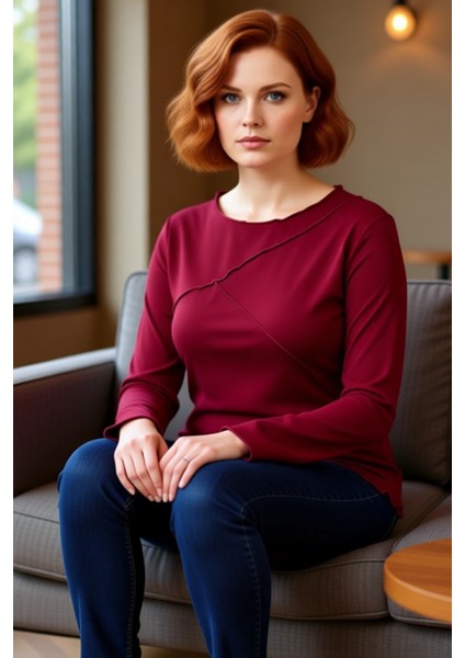 Kadın Bisiklet Yaka Nervür Detaylı Ispanyol Kol Viskon Ribana Büyük Beden Bluz Kaliteli Şık fiyatları