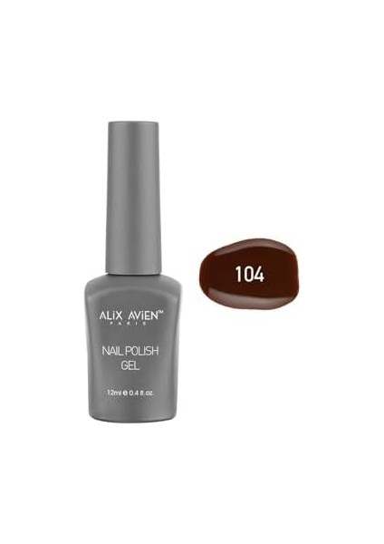 Alıx Avıen Kahverengi Kalıcı Oje 104-YOĞUN Renk Veren Jel Oje 12 Ml-Nail Uv Gel Polish 104 modelleri