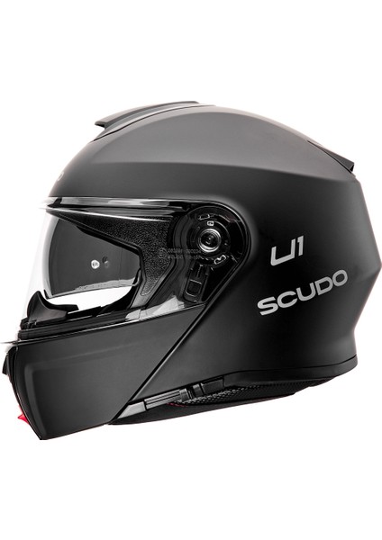 U1 Modüler Çene Açılır Güneş Vizörlü Motosiklet Kaskı Ece 22.06 Sertifikalı Mat Siyah