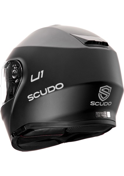 U1 Modüler Çene Açılır Güneş Vizörlü Motosiklet Kaskı Ece 22.06 Sertifikalı Mat Siyah modelleri