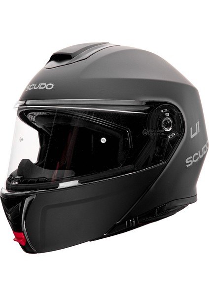 U1 Modüler Çene Açılır Güneş Vizörlü Motosiklet Kaskı Ece 22.06 Sertifikalı Mat Siyah