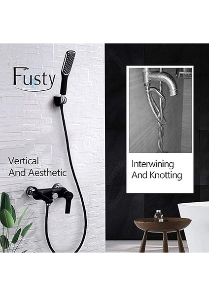 Black Paslanmaz Kopmaz Patlamaz Kaliteli Pvc Duş Hortumu - Yüksek Kaliteli Lüx Duş Spirali - Tüm Duş Setleri/duş Başlıkları ile Uyumlu (G1/2) - 150CM Siyah fırsatları