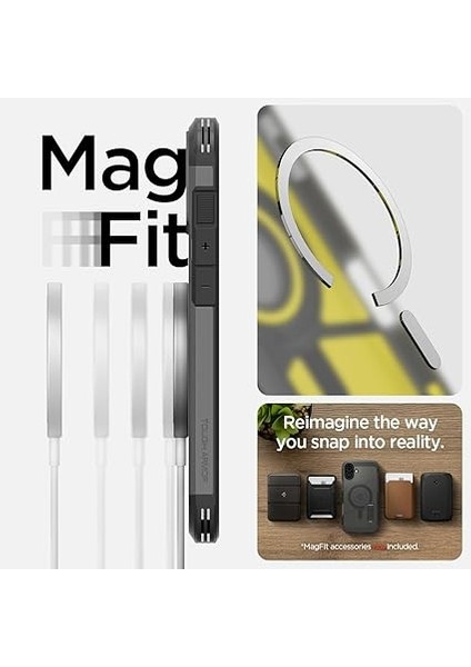 iPhone 16 ile Uyumlu Ekstra Dayanıklı Magsafe Kılıf Tough Armor Ai Hava Kanalı Teknolojisi Askeri Sınıf Koruma Magfit Kickstand'lı Frost Black Çift Katman Kapak - ACS08515 modelleri