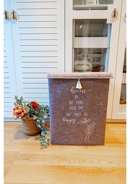 Çamaşır Sepeti Kirli Çamaşır Torbası Çamaşır Sepet Keçe Kapaklı Çok Amaçlı Kutu Sepet Oyuncak Saklama Sepeti Renk (55X40X30 Cm) (Gri) fırsatları