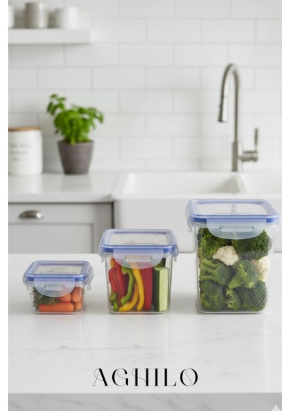 3’lü Sızdırmaz Saklama Kabı Seti (850 ml + 1,8 Lt + 3 Lt) indirimleri