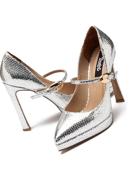 Kadın Yüksek Topuklu Yılan Desenli Tokalı Platform 6000 modelleri