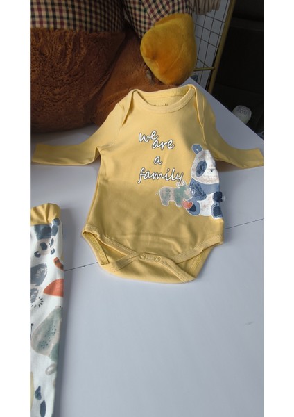 Erkek-Kız Bebek Omuz Genişletmeli Çıtçıtlı Body Pijama Bere Takımı, %100 Pamuk , Modern Tasarım