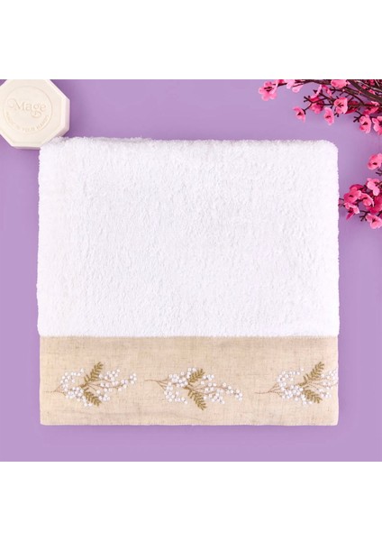 Soft French Cottage Ruva Yüz Havlusu - Ekru - 50X90 cm