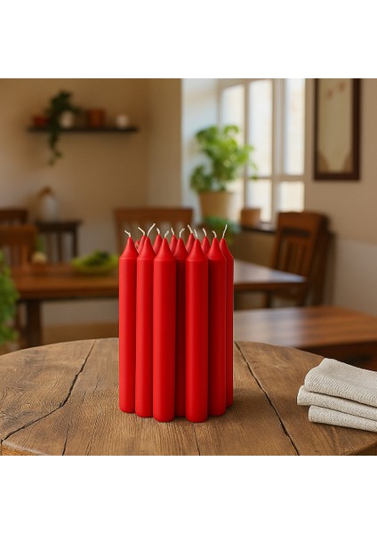 Kyandoru - Jubla Serisi Kırmızı Şamdan Mumu(20'li Paket), 22CM, +/- 6,5 Saat, Kokusuz, Şık, Kaliteli fiyatları