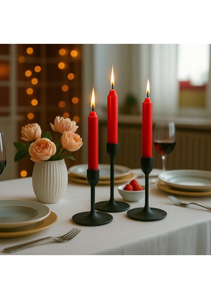 Kyandoru - Jubla Serisi Kırmızı Şamdan Mumu(20'li Paket), 22CM, +/- 6,5 Saat, Kokusuz, Şık, Kaliteli indirimleri