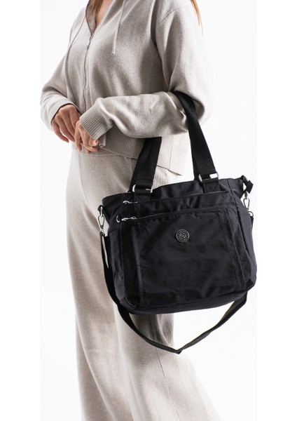 Sanmorris Glc Kadın Büyük Boy Bölmeli Suya Dayanıklı Krinkıl Kumaş Çapraz ve Omuz Askılı ÇANTA7002