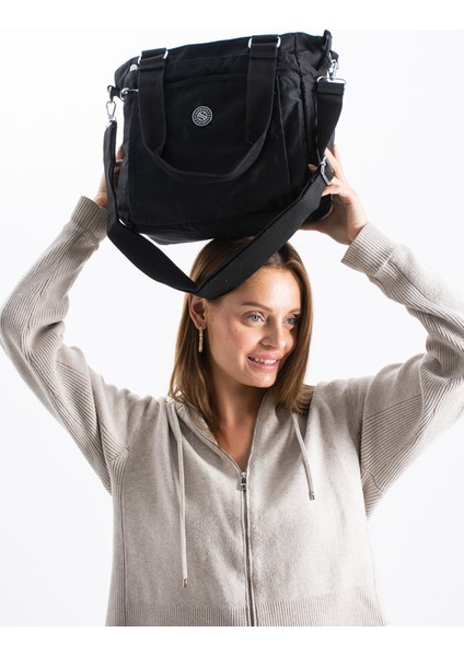 Sanmorris Glc Kadın Büyük Boy Bölmeli Suya Dayanıklı Krinkıl Kumaş Çapraz ve Omuz Askılı ÇANTA7002