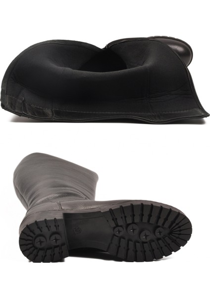 Siyah Hakiki Deri Içi Polarlı Kadın Topuklu Çizme indirimleri