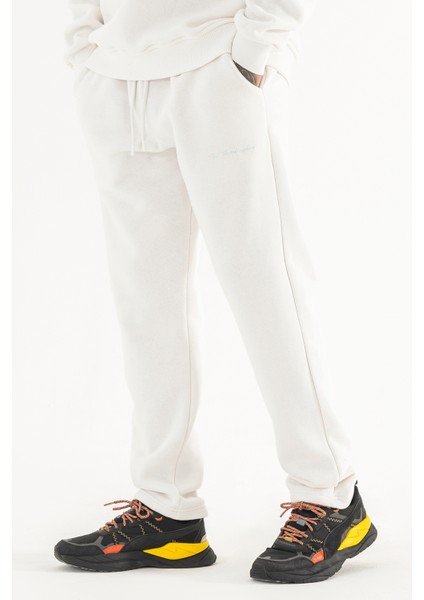 Erkek Beyaz Eşofman Altı Rahat Kalıp 3 Iplik Şardonlu Düz Paça fiyatları