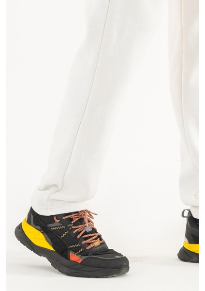 Erkek Beyaz Eşofman Altı Rahat Kalıp 3 Iplik Şardonlu Düz Paça