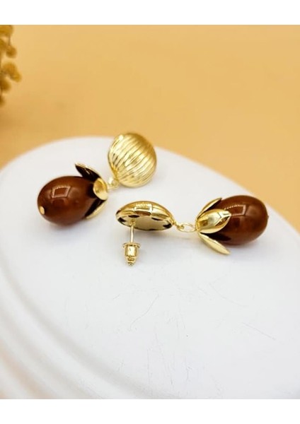 Kahve Işıltılı Gold Küpe fırsatları