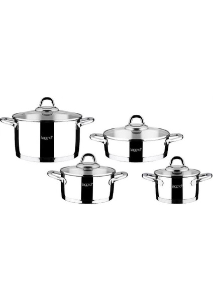 8 Parça Süzgeçli Çelik Tencere Seti 24CM Süzgeçli Derin Tencere 20-16CM Derin Tencere 24CM Sığ Tencere