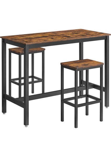 Yemek Masası Seti, 2 Bar Tabureli Bar Masası, Tabure Seti, Barlı Mutfak Tezgahı, Yemek, Mutfak, Oturma Odası Vb. Için LBT15X, 120 x 60 x 90 cm (U x G x Y)