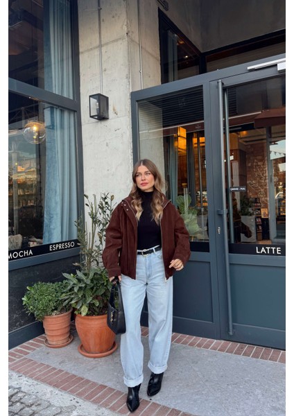 Koyu Kahverengi Beli Lastikli Astarlı Dik Yaka Süet Ceket fiyatları