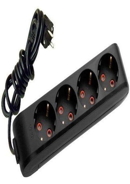 Multi-Let Siyah Dörtlü Priz Topraklı Kablolu Çocuk Korumalı 3 mt