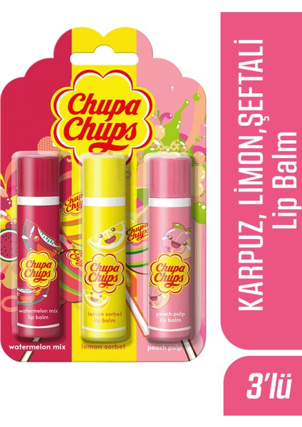 Lip Balm Dudak Bakım Kremi 4gr Karpuz Şeftali Limon 3lü