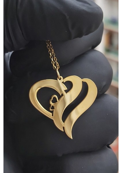 Altın Kaplama 925 Ayar Gümüş 24 Ayar Kalp Kolye