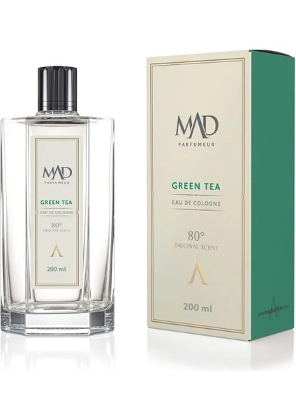 Mad Green Tea 200 ml Kolonya – Yeşil Çay, Limon ve Nane ile Ferah, Bitkisel ve Dingin Bir Deneyim-1 Paket (1 x 200 Ml)