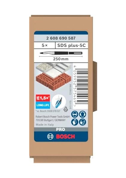 5x Pro Sds -5c Sivri Keski Seti (, Tuğla, Ø Mm, Professional Aksesuar Kırıcı Delici, Kırıcılar) fiyatları