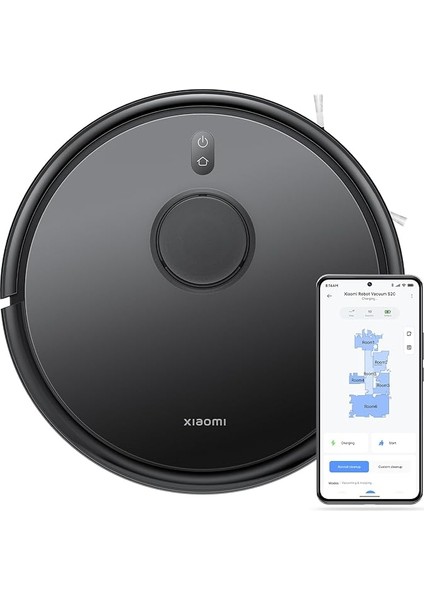 Robot Vacuum S20, 5000PA Emiş Gücü, Akıllı Robot Süpürge, Siyah