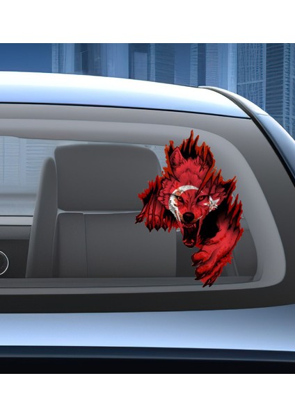 Ay Yıldız ve Kurt - Bozkurt - Börü - Gökbörü -Araba Oto Motosiklet Karavan Sticker 02512 fırsatları