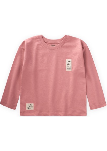 Etiket Detaylı Mevsimlik T-Shırt 2-10 Yaş K Pembe