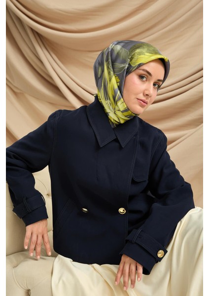 Twill Ipek Eşarp - 11480-82 Füme Yeşil fırsatları