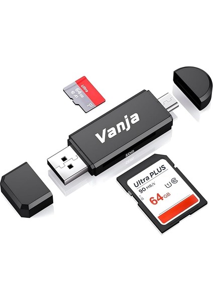 Micro USB Otg Adapter And USB 2.0 Portable Memory Card Reader For Sdxc, Sdhc, Sd, Mmc, Rs-Mmc, Micro Sdxc, Micro Sd, Micro Sdhc Card And Uhs-I Cards
