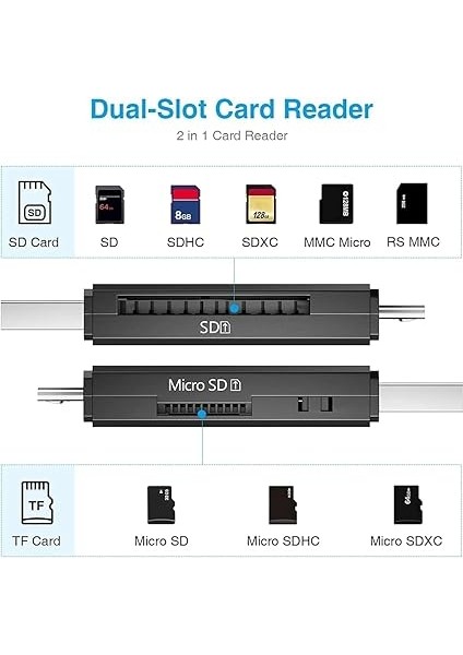 Micro USB Otg Adapter And USB 2.0 Portable Memory Card Reader For Sdxc, Sdhc, Sd, Mmc, Rs-Mmc, Micro Sdxc, Micro Sd, Micro Sdhc Card And Uhs-I Cards fiyatları