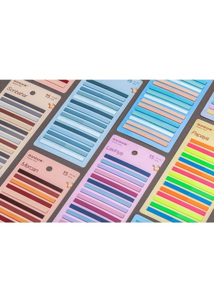 Masal 15 Renkli Şeffaf Pet Index • Index Sticker • Post-It • Sticky Note- fırsatları