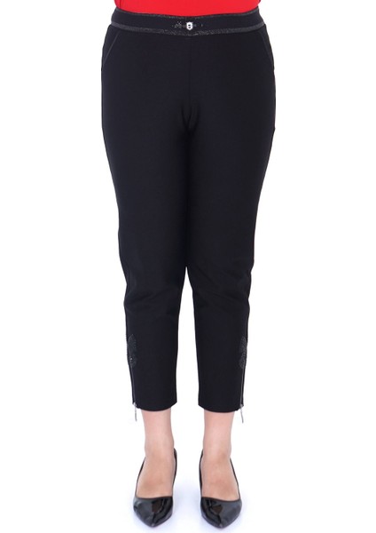 Ekstra Battal Dar Paça Toparlayıcı Yüksek Belli Paçası Kelebek Işleme Beli Lastikli Kadın Pantolon fiyatları