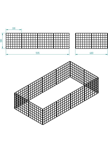 33X33 Panel 2x4 Evcil Hayvan Çiti Siyah