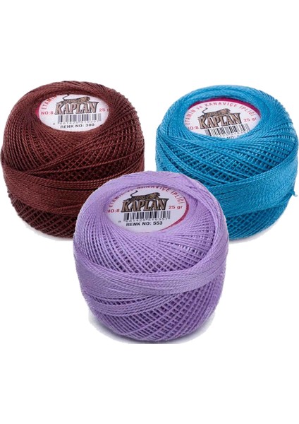 3 Adet Kaplan Etamin ve Kanaviçe Ipi 8 No Kod/renk: 300 - 518 - 553 - Ryl