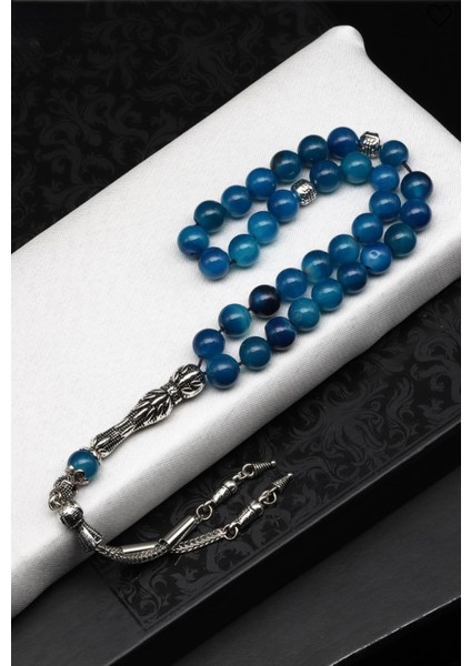 Mavi Akik Doğal Taş Tesbih 8 mm Yuvarlak Kesim fiyatları