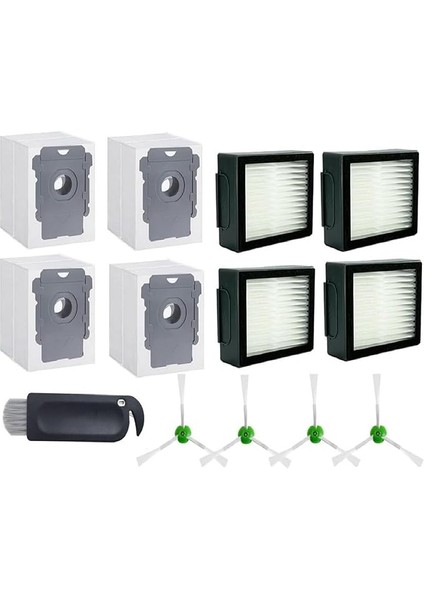 Yesil Irobot Roomba I7 (7150) I7 +I7 Artı (7550) E5 (5150) E6 (6198) Serisi Hepa Filtre Yan Fırça Toz Torbalı Yenileme Seti ile Uyumlu-13 Parça