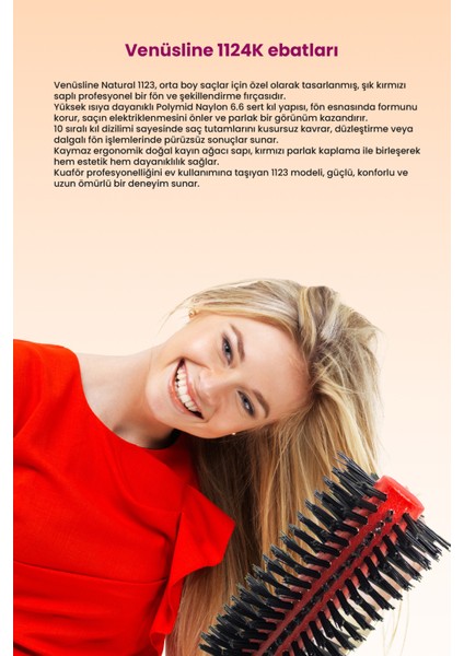 Venüsline 1124 Sert Kıllı Orta ve Uzun Boy Saçlar Için Düz ve Dalgalı Fön Fırçası modelleri